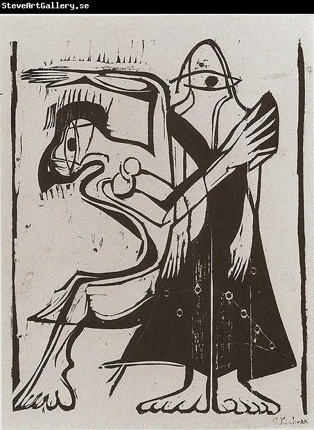 Ernst Ludwig Kirchner Mask-dance - woodcut